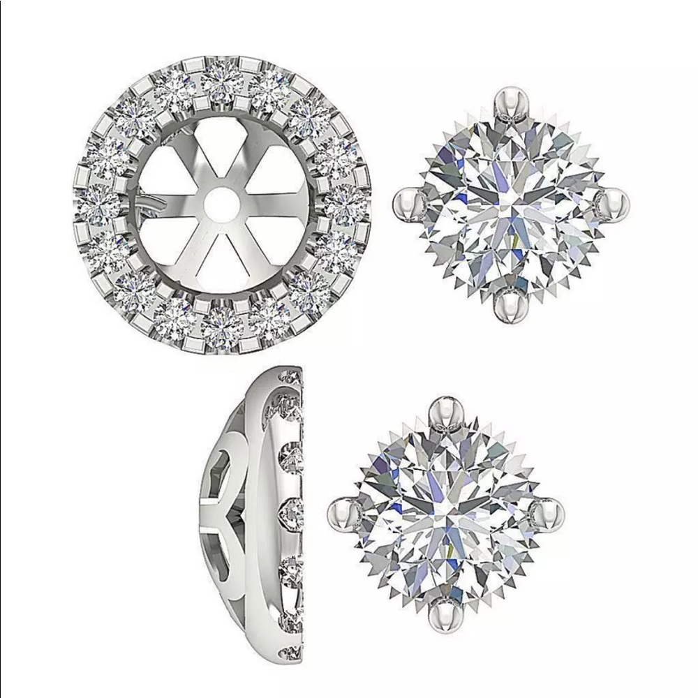 Genuine Diamond 14K White Gold Earring Jackets